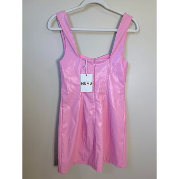 NEW‎ NWT Show Me Your Mumu Woods Mini Dress Pink Faux Leather Size XS - Picture 5 of 5